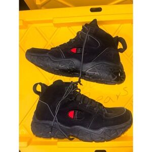 Champion Black Suede Leather Mid Top Athletic Hiking Fashion Sneakers